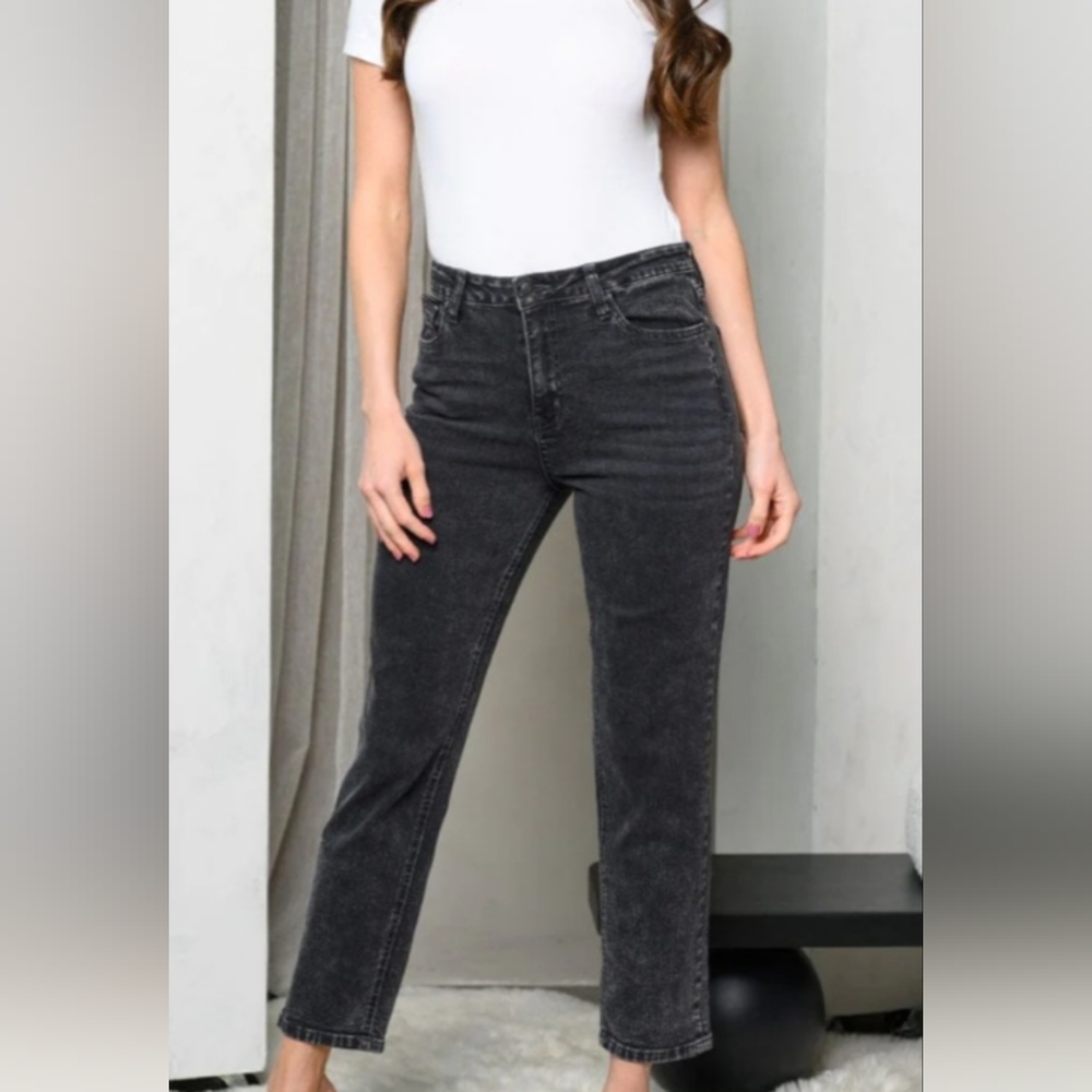 NEW!! High Rise Straight Leg Washed Denim Pants